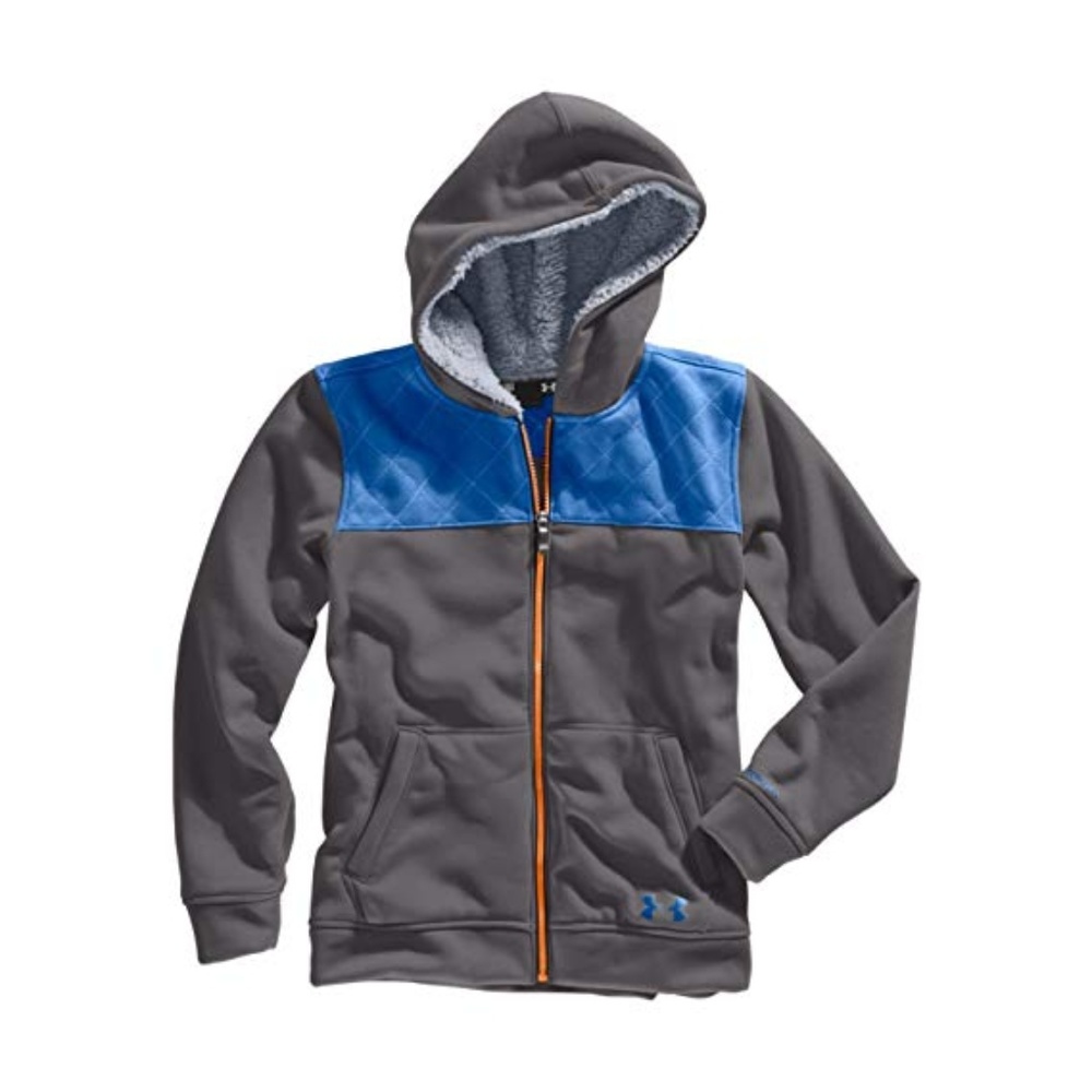UA Boys Loose Full Zip Gray Hoodie Warm Jacket S
